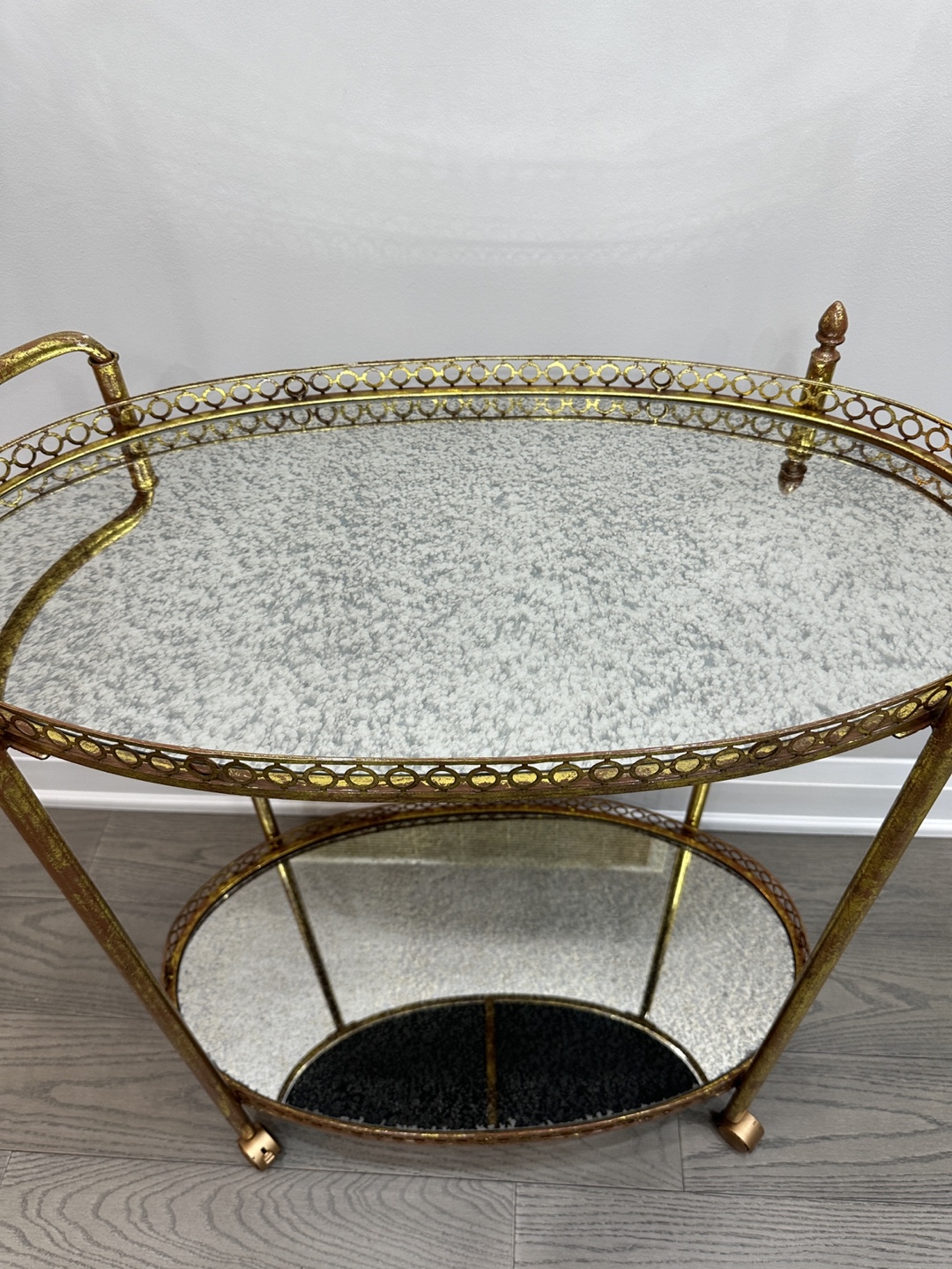 Gold Bar Cart with Mirrored Shelves - photo 2