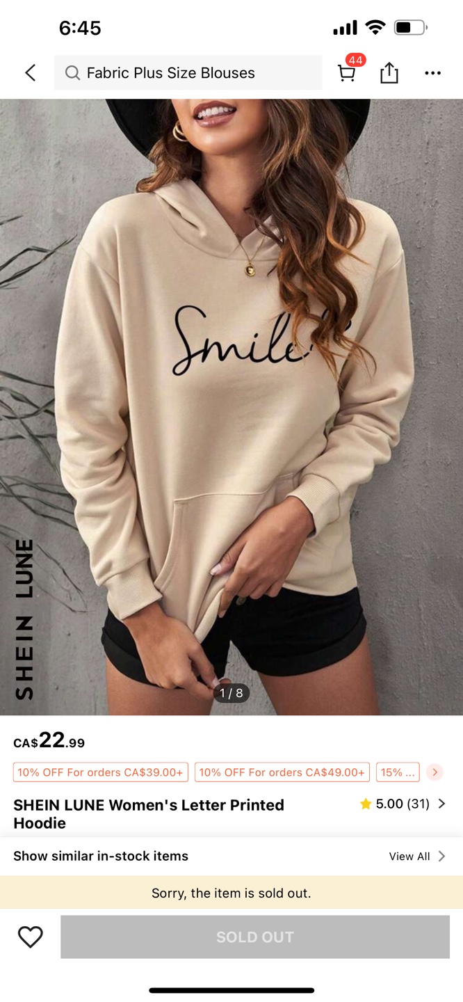 SHEIN LUNE Women's Letter Printed Hoodie