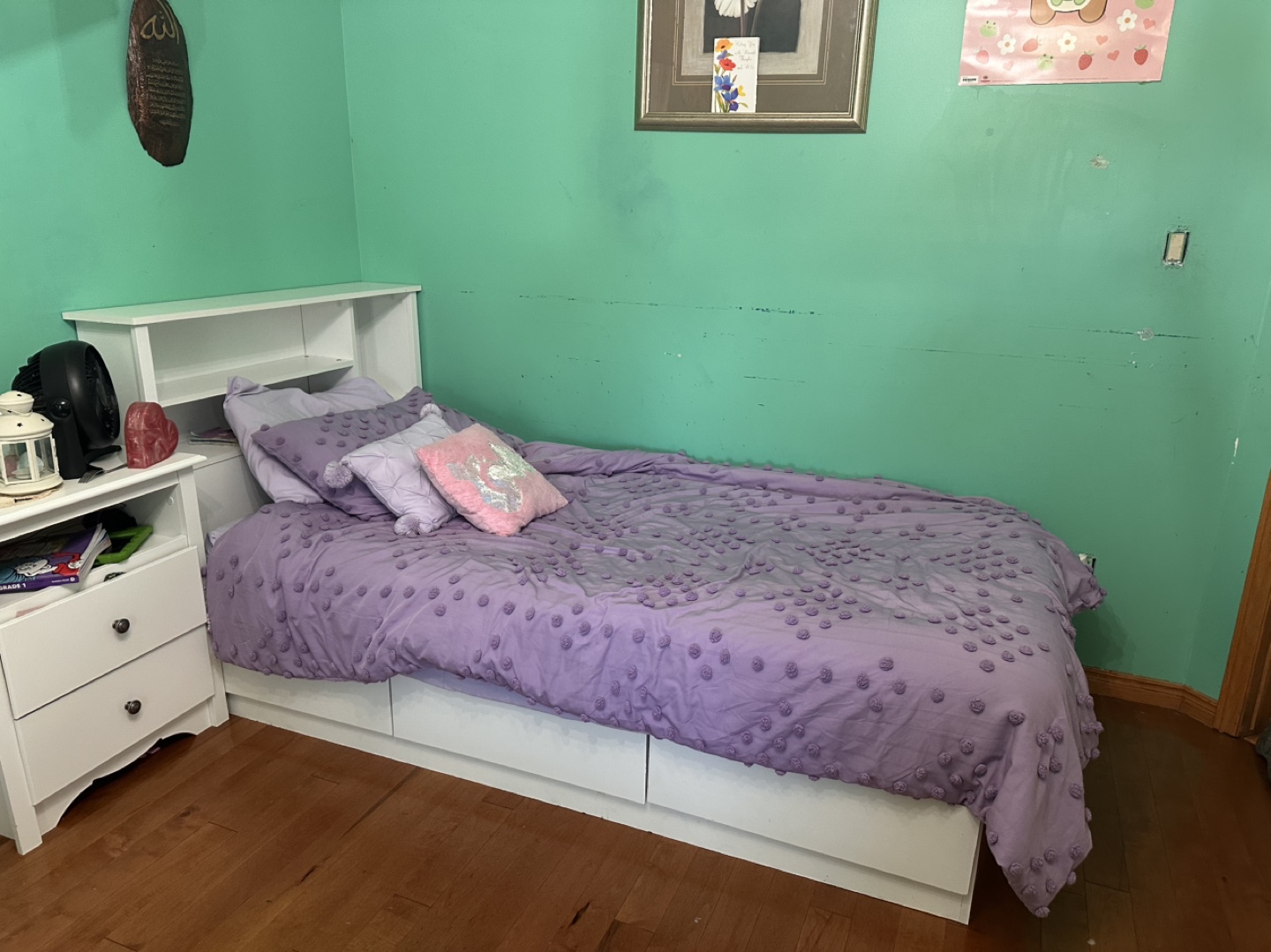 Twin Bed Frame with Headboard and Storage Drawers