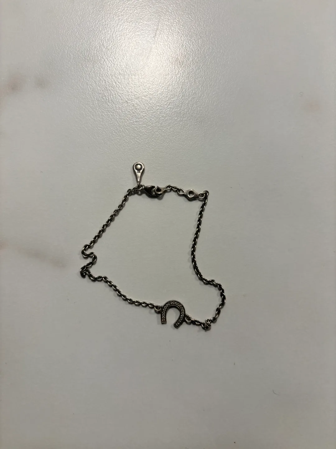 Pandora Silver Bracelet with Horseshoe Charm thumbnail