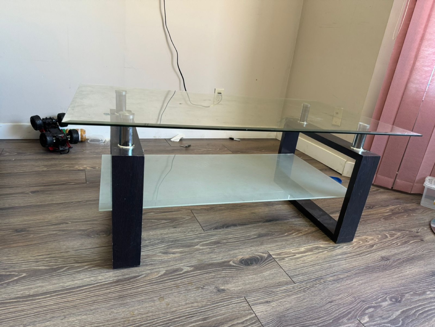 Glass Coffee Table with Shelf