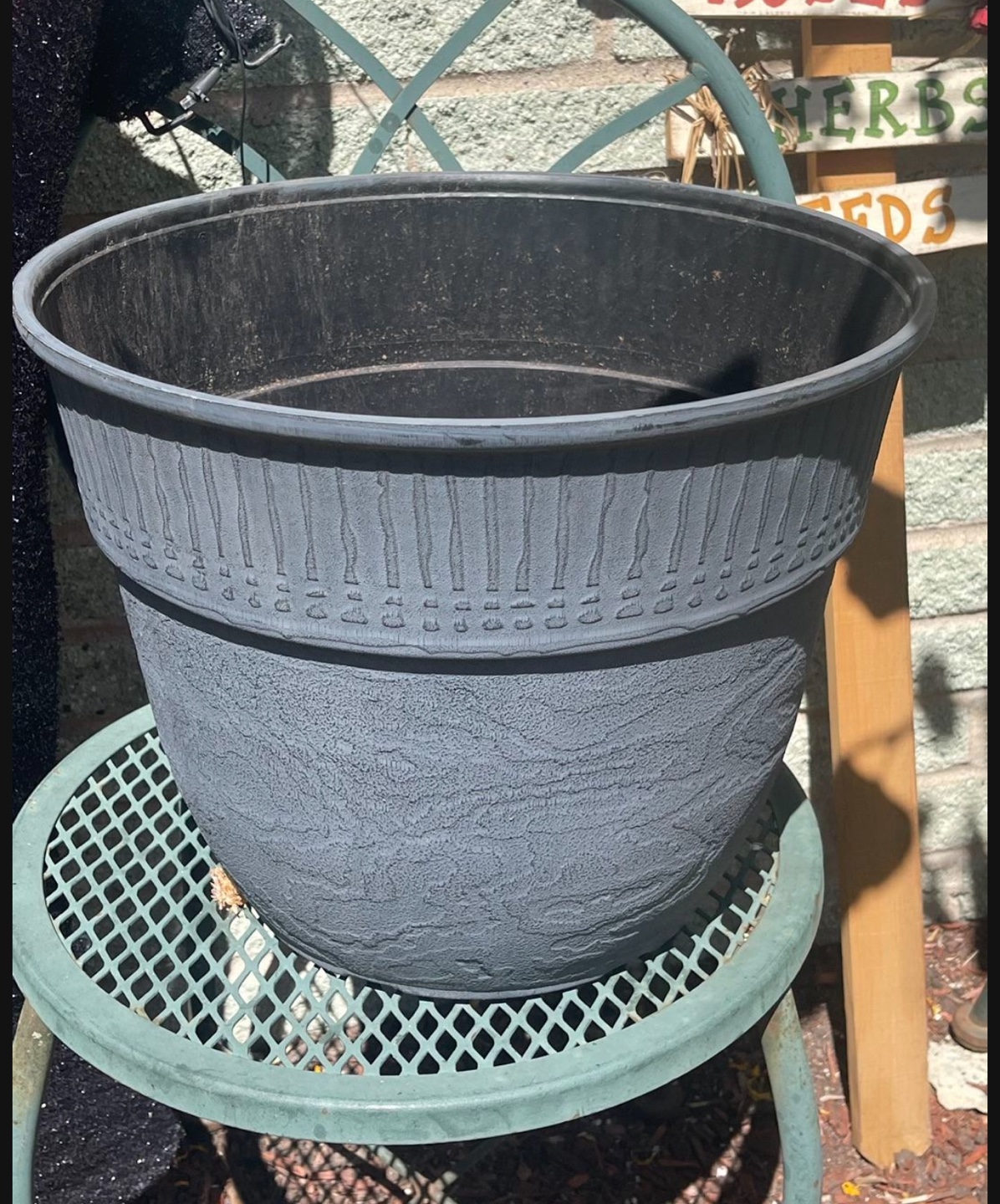 Large Gray Plastic Planter - photo 2