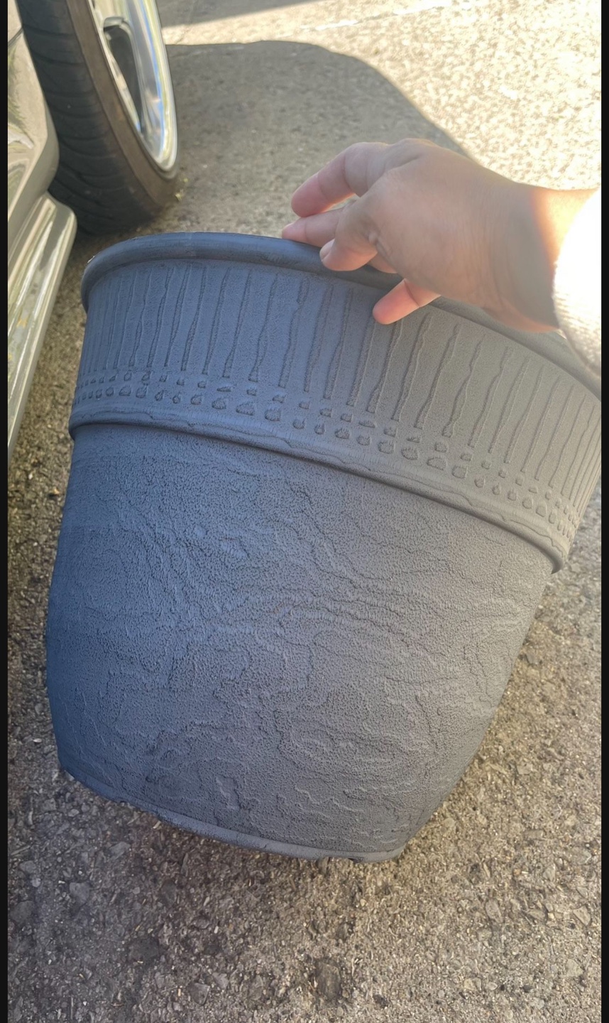 Large Gray Plastic Planter