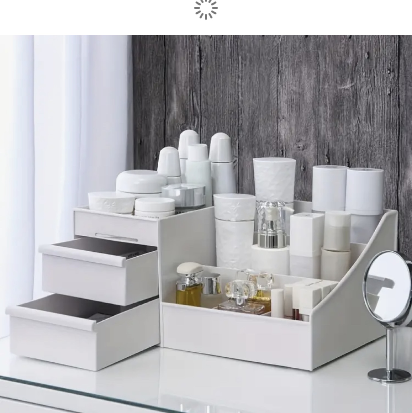 White Plastic Makeup Organizer with Drawers