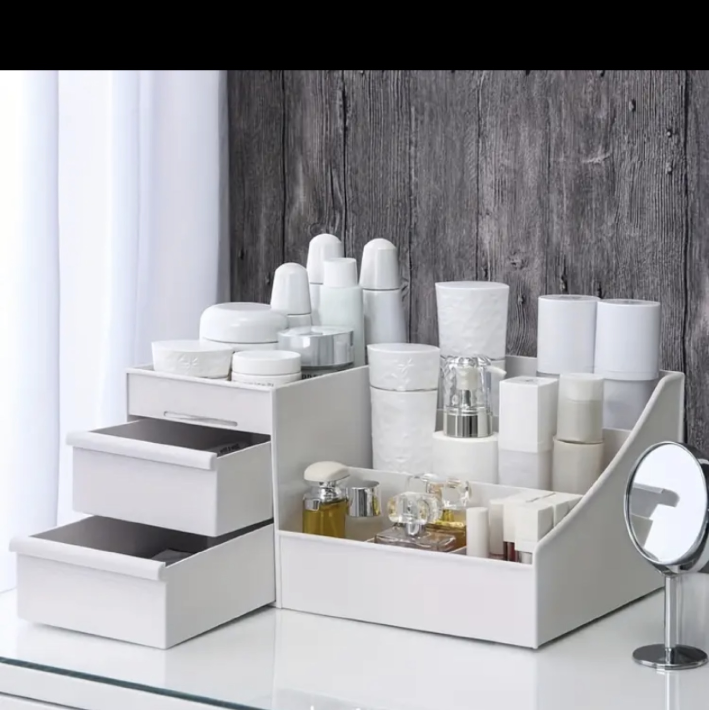 White Plastic Makeup Organizer with Drawers - photo 3