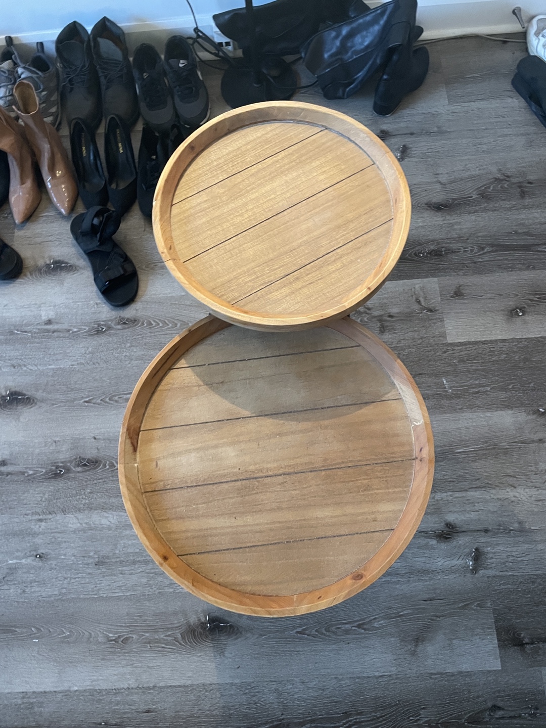 Set of 2 Round Wooden Accent Tables - photo 3