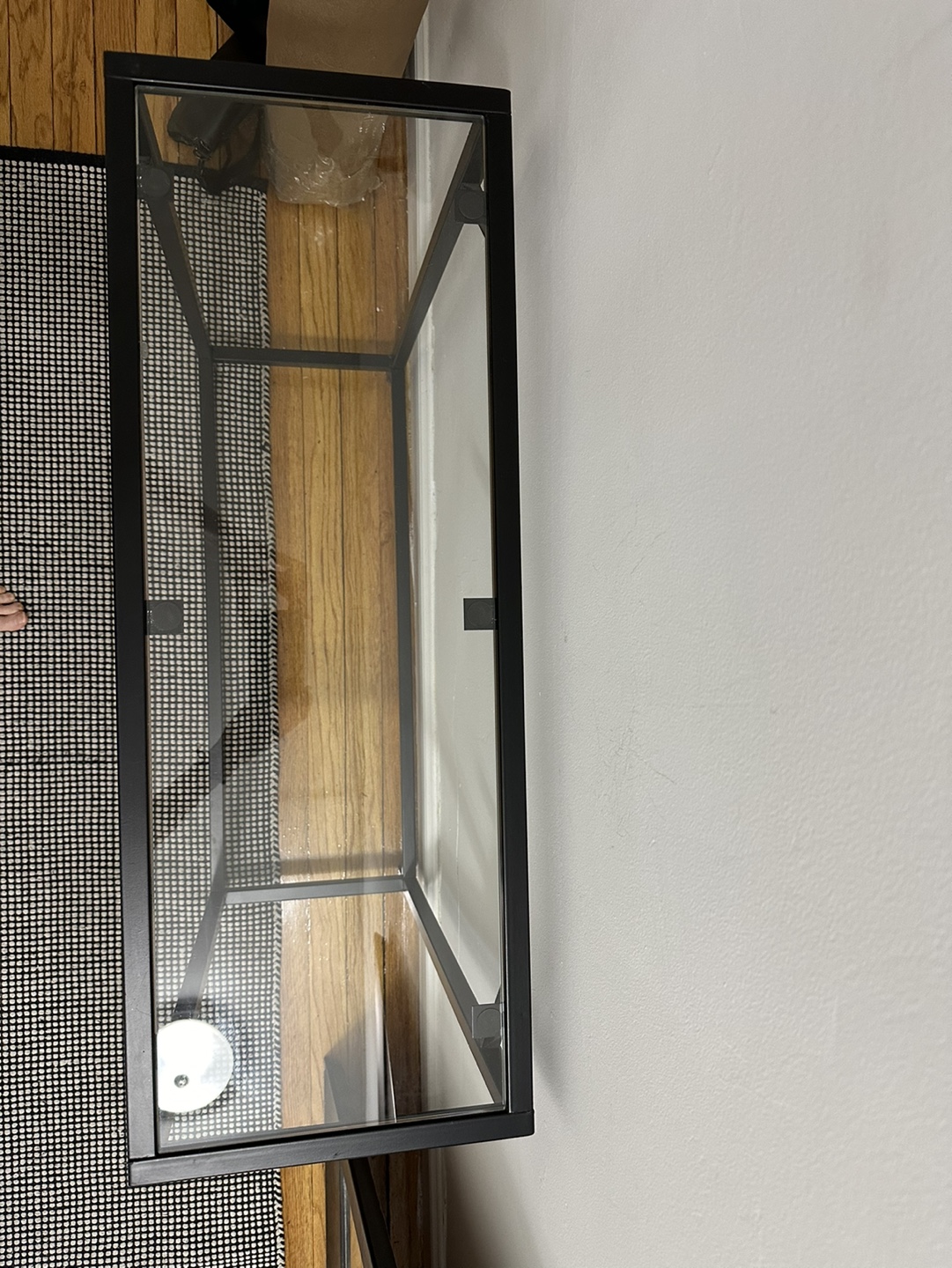 Glass and black metal console table - photo 3