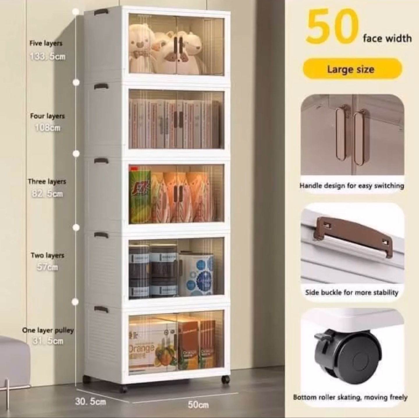 5-Tier Rolling Storage Cabinet