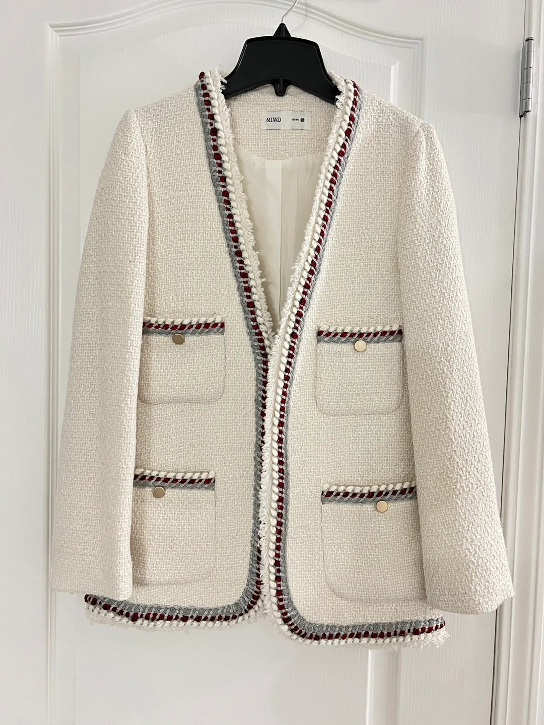 White Tweed Jacket with Gold Buttons thumbnail