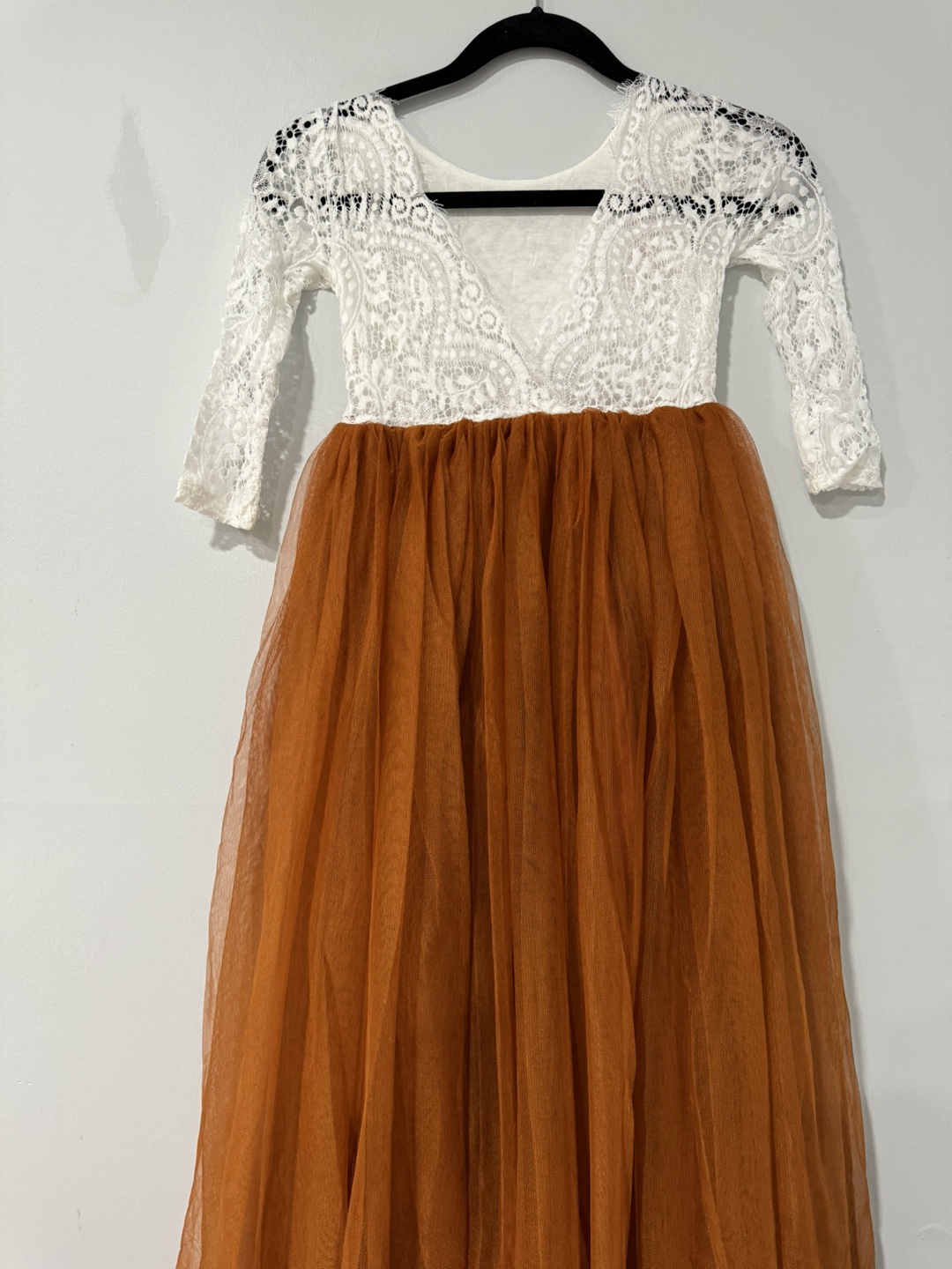 Girls' Rust and White Lace Dress - photo 3
