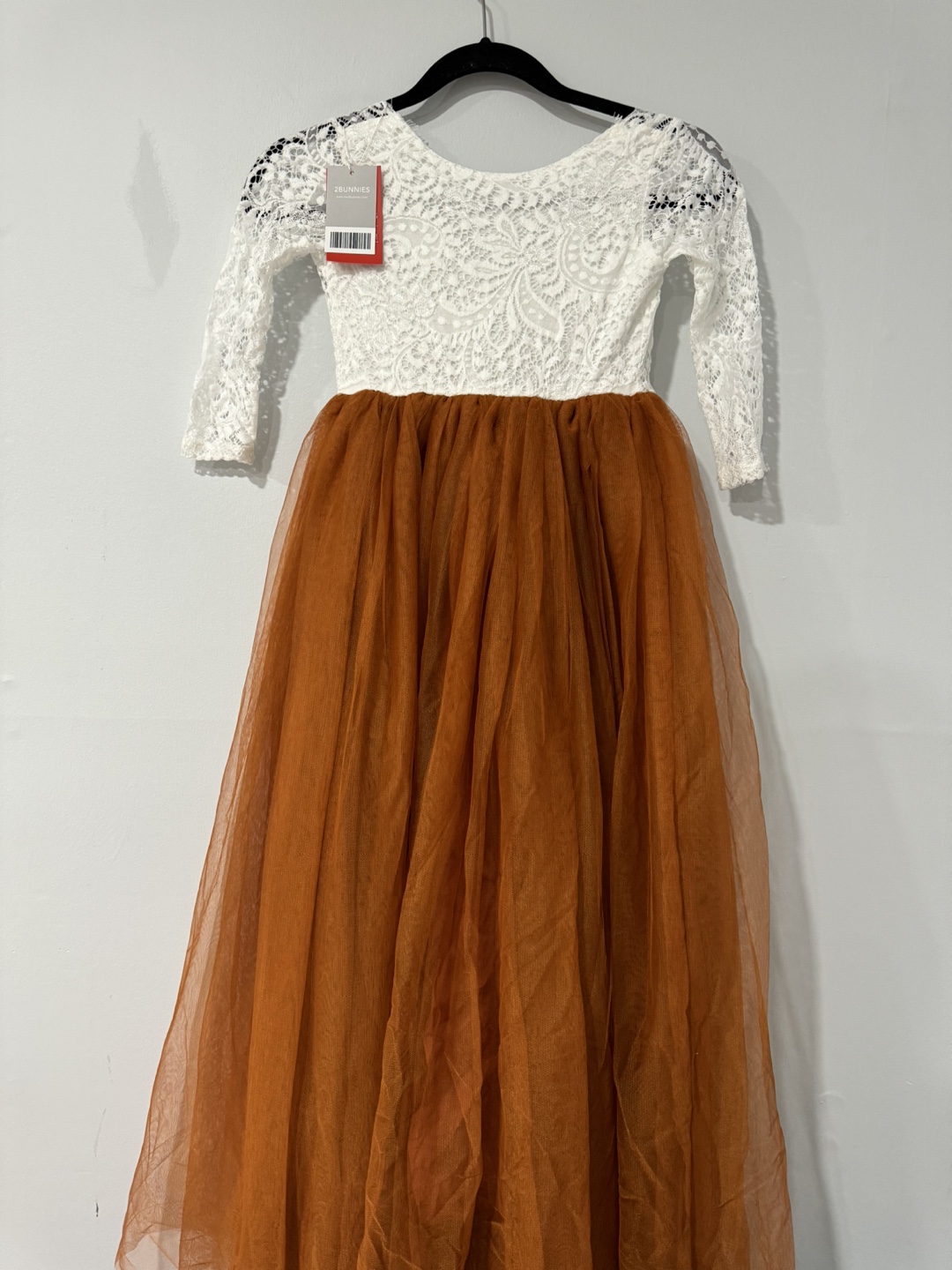 Girls' Rust and White Lace Dress - photo 2
