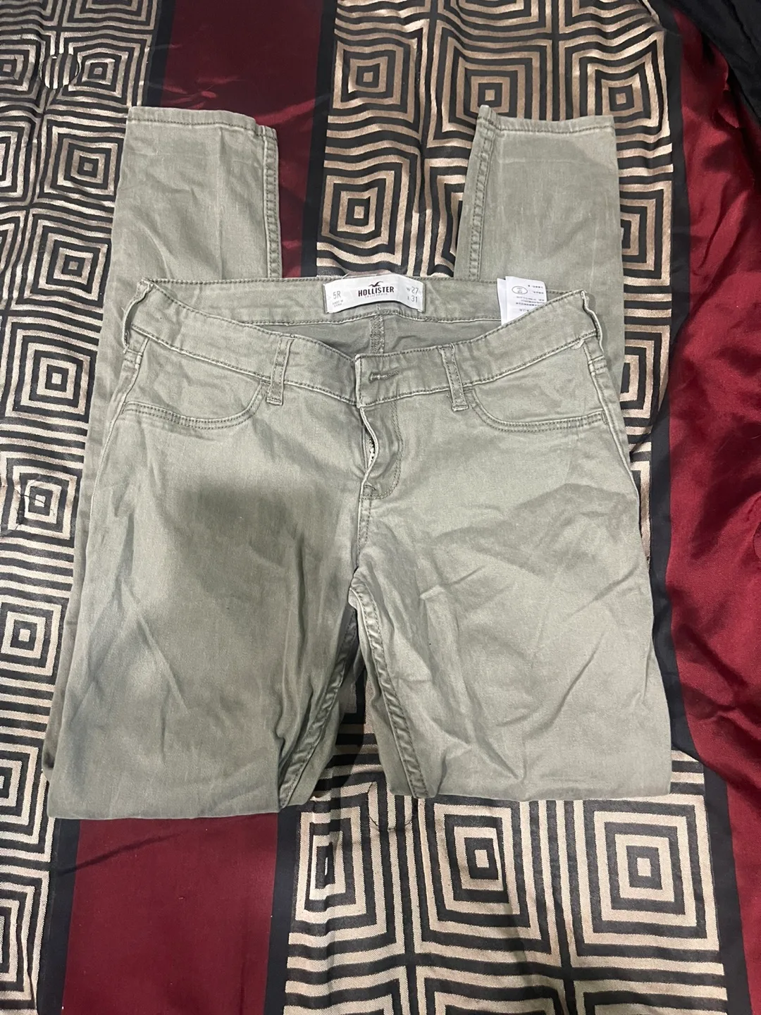 Hollister Green Skinny Jeans Size 5 image indicator(3)