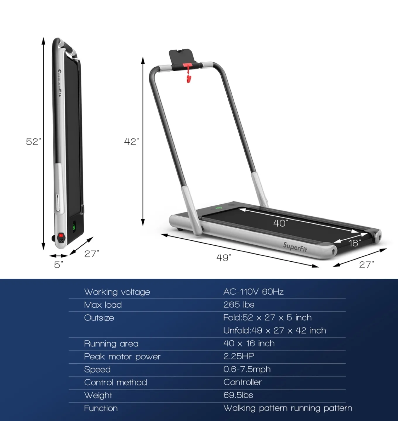 SuperFit Folding Treadmill/walking pad thumbnail