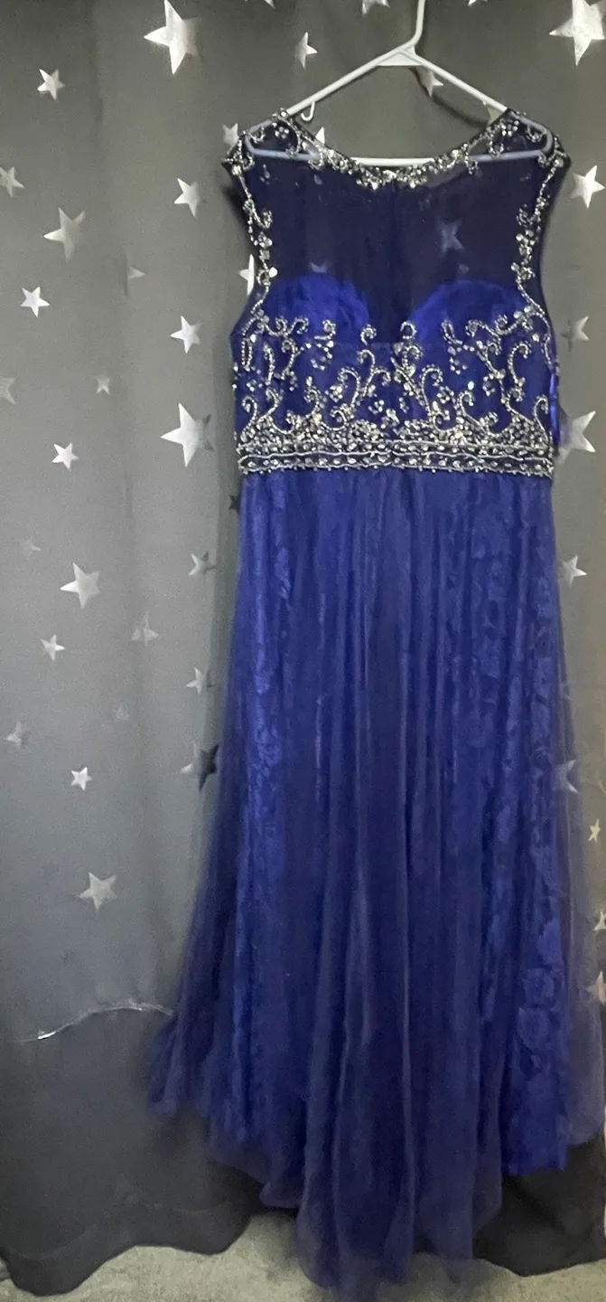 Navy Blue Beaded Prom Dress image indicator(3)