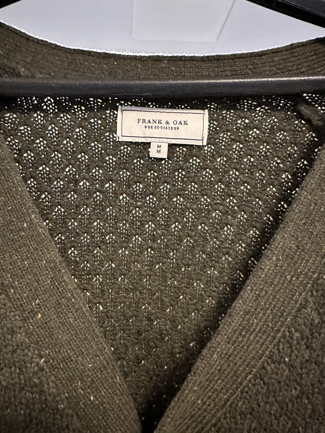 Frank & Oak Olive Green Textured Knit Cardigan - photo 2