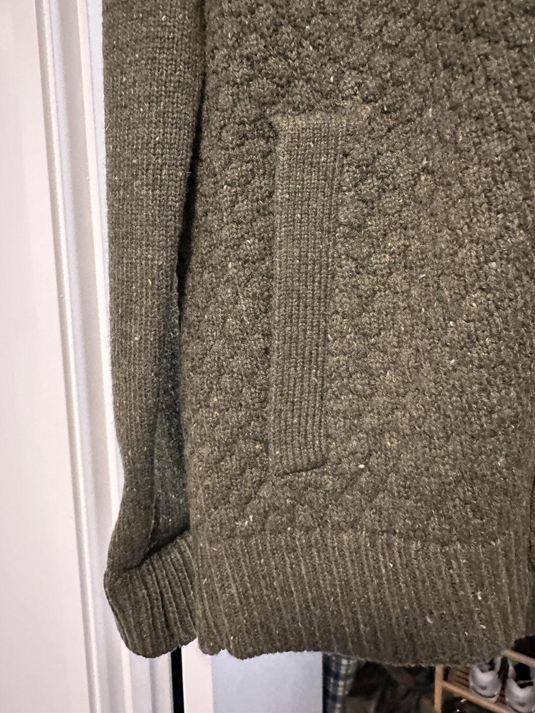 Frank & Oak Olive Green Textured Knit Cardigan - photo 3