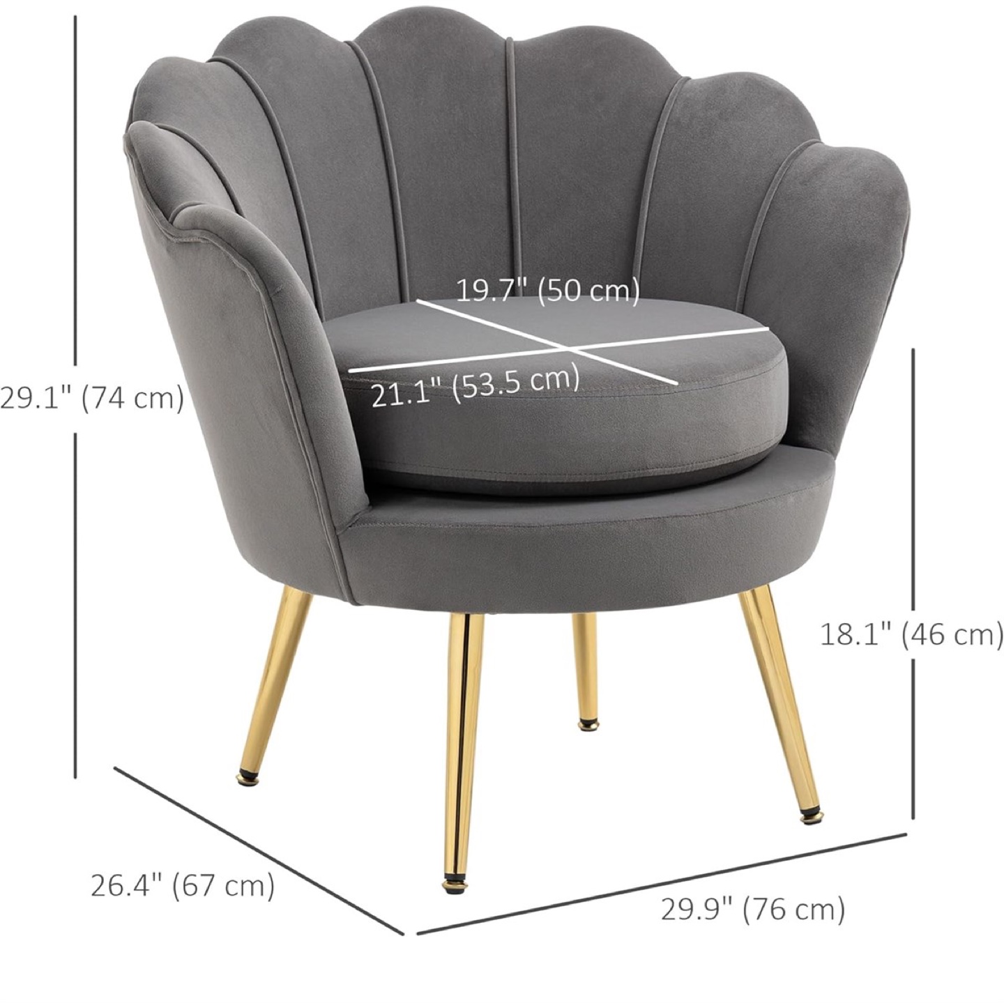 Velvet Accent Chair with Gold Legs - photo 2