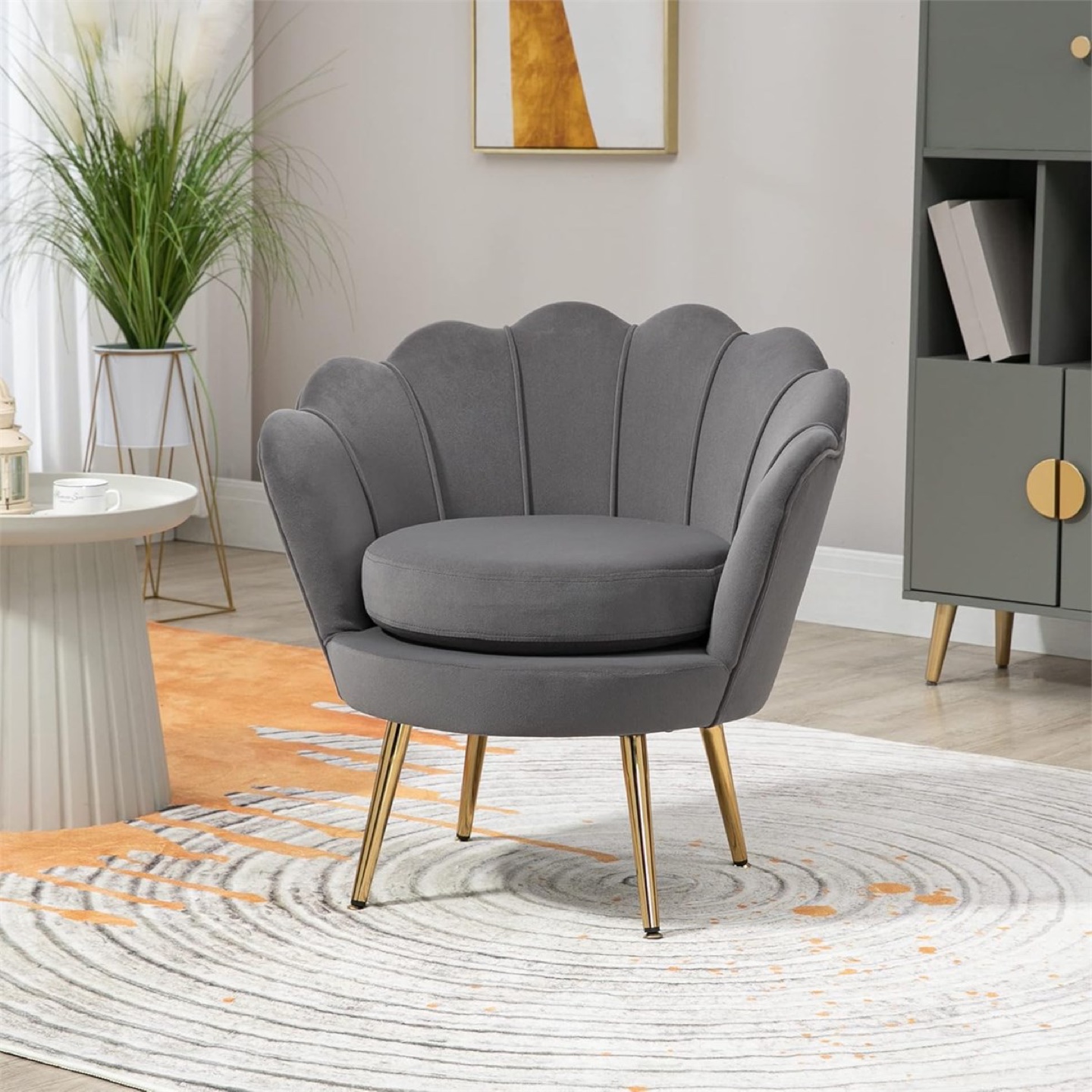 Velvet Accent Chair with Gold Legs