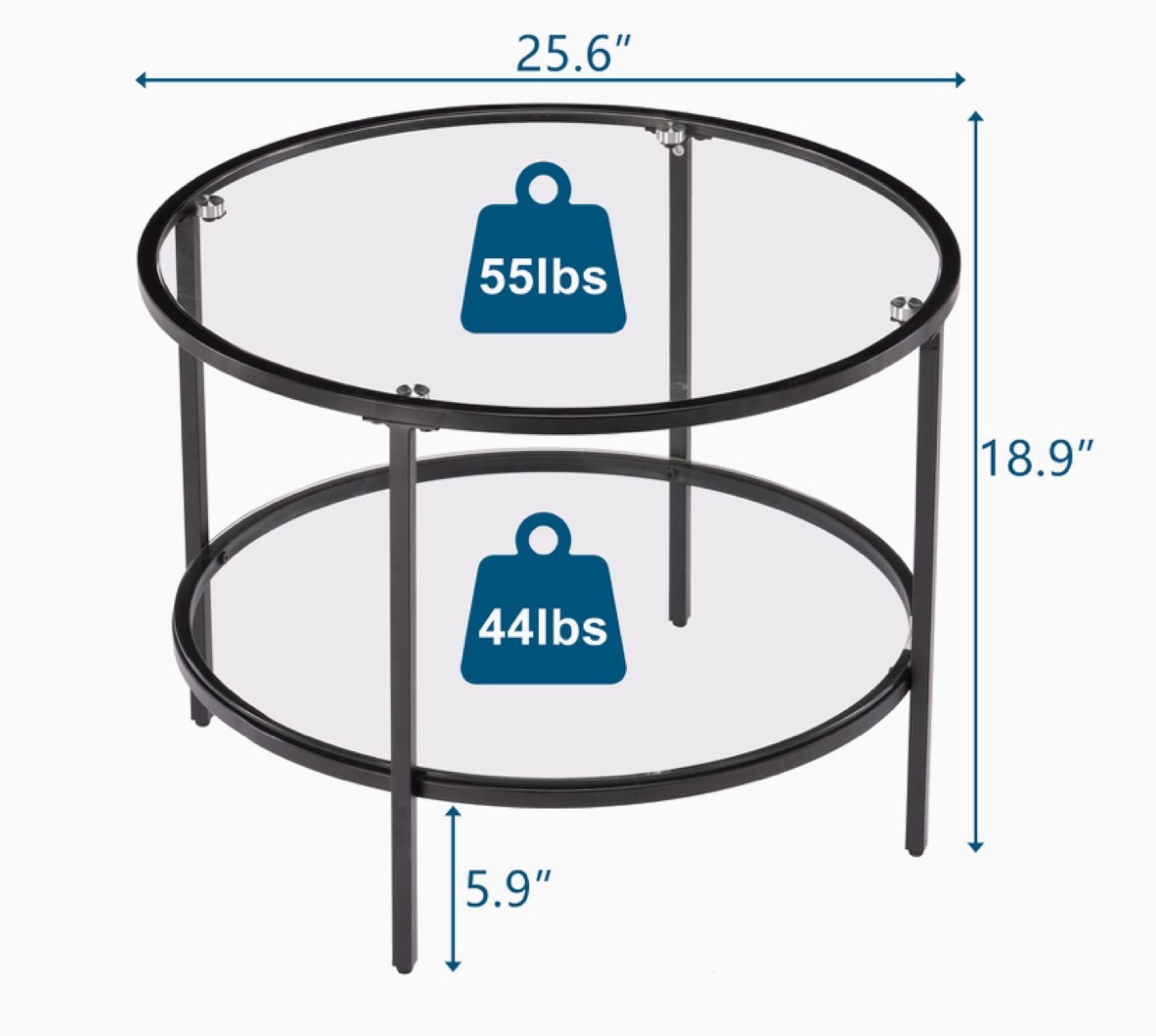 Round Glass Coffee Table with Black Metal Frame - photo 3