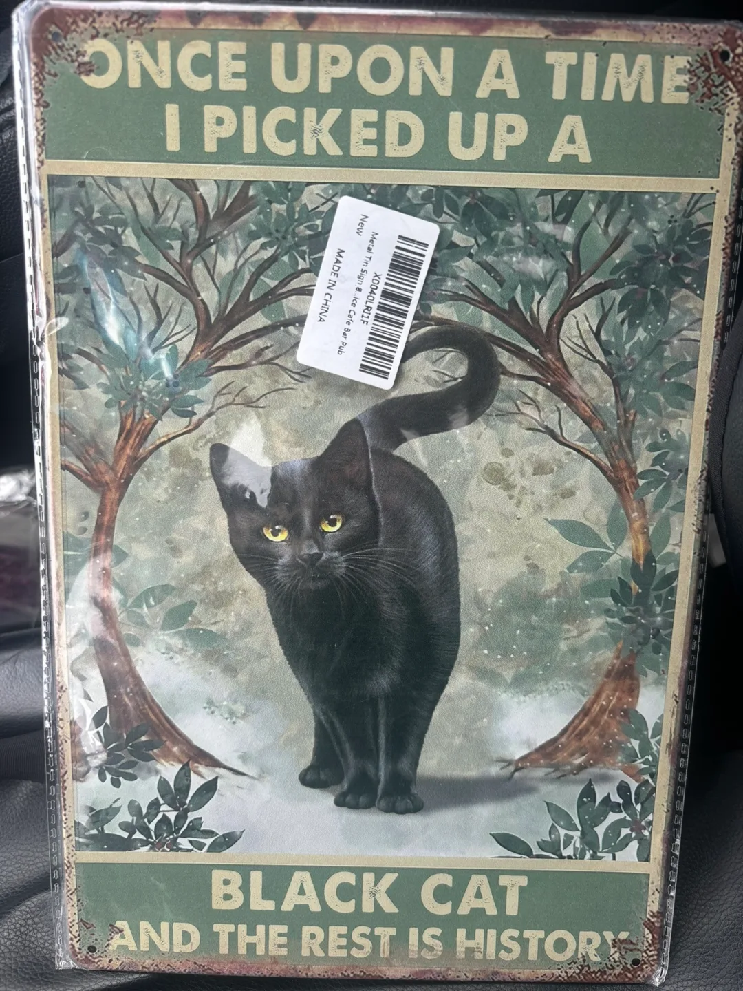 Black Cat Metal Sign thumbnail