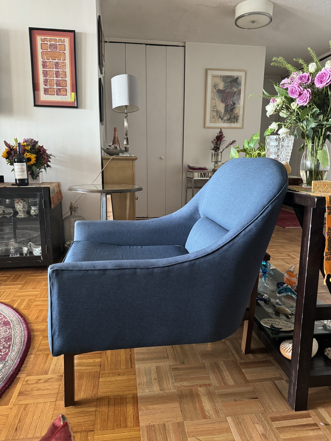 Blue Upholstered Accent Chair - photo 2