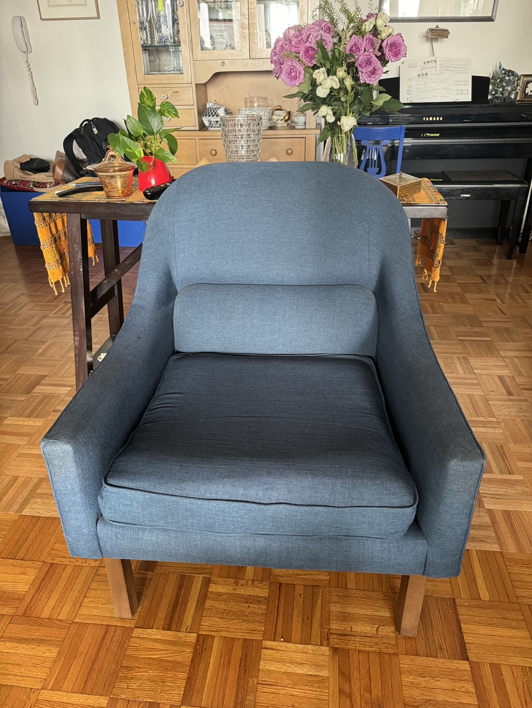 Blue Upholstered Accent Chair