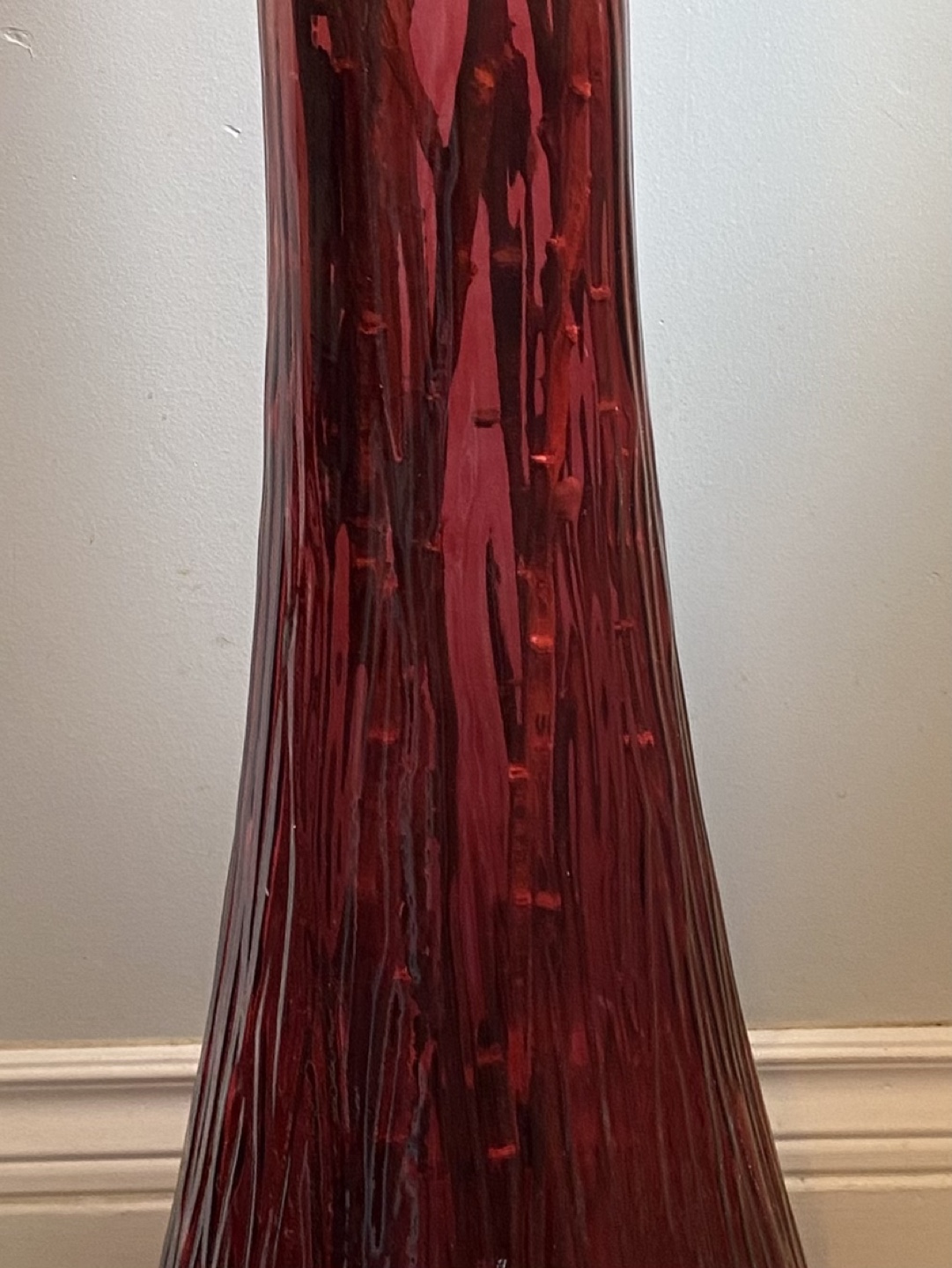 Tall Red Floor Glass Vase - photo 4