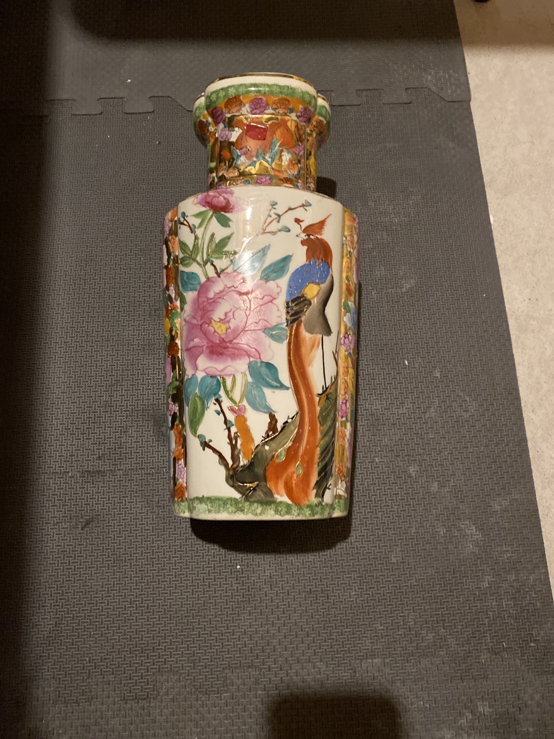 Vintage Porcelain Vase with Bird and Floral Design - photo 2