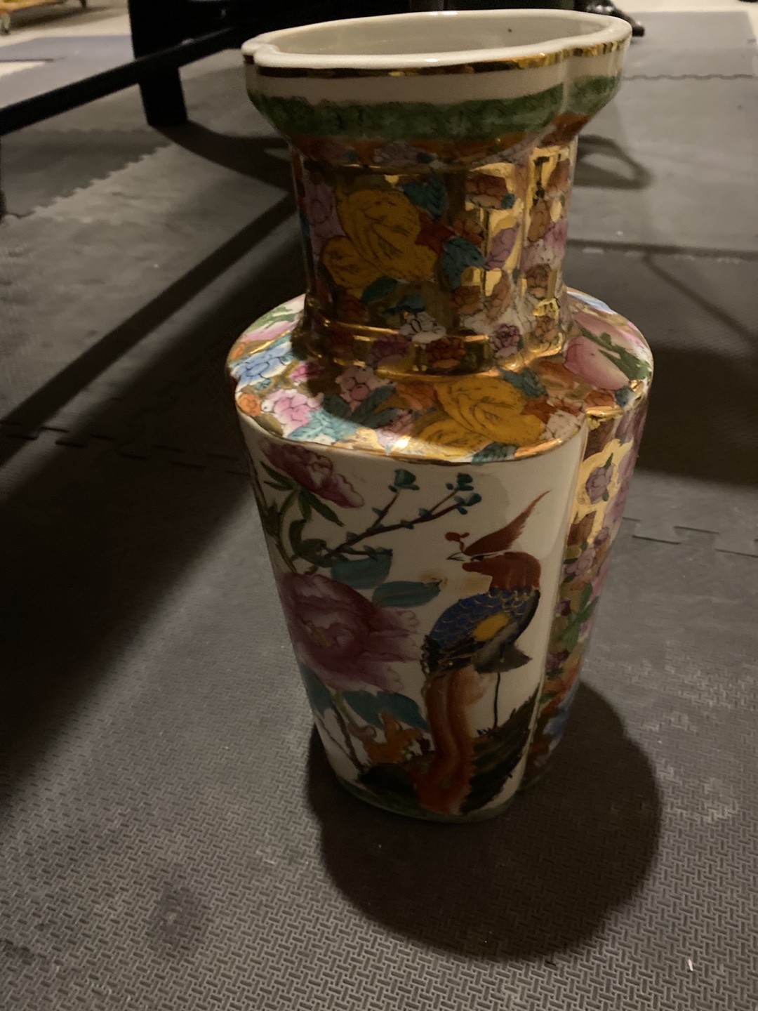 Vintage Porcelain Vase with Bird and Floral Design - photo 3