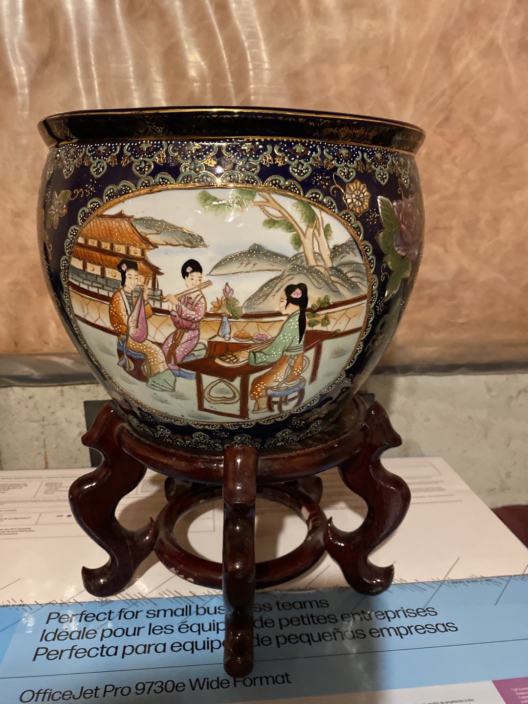 Vintage Chinese Porcelain Bowl with Stand - photo 2