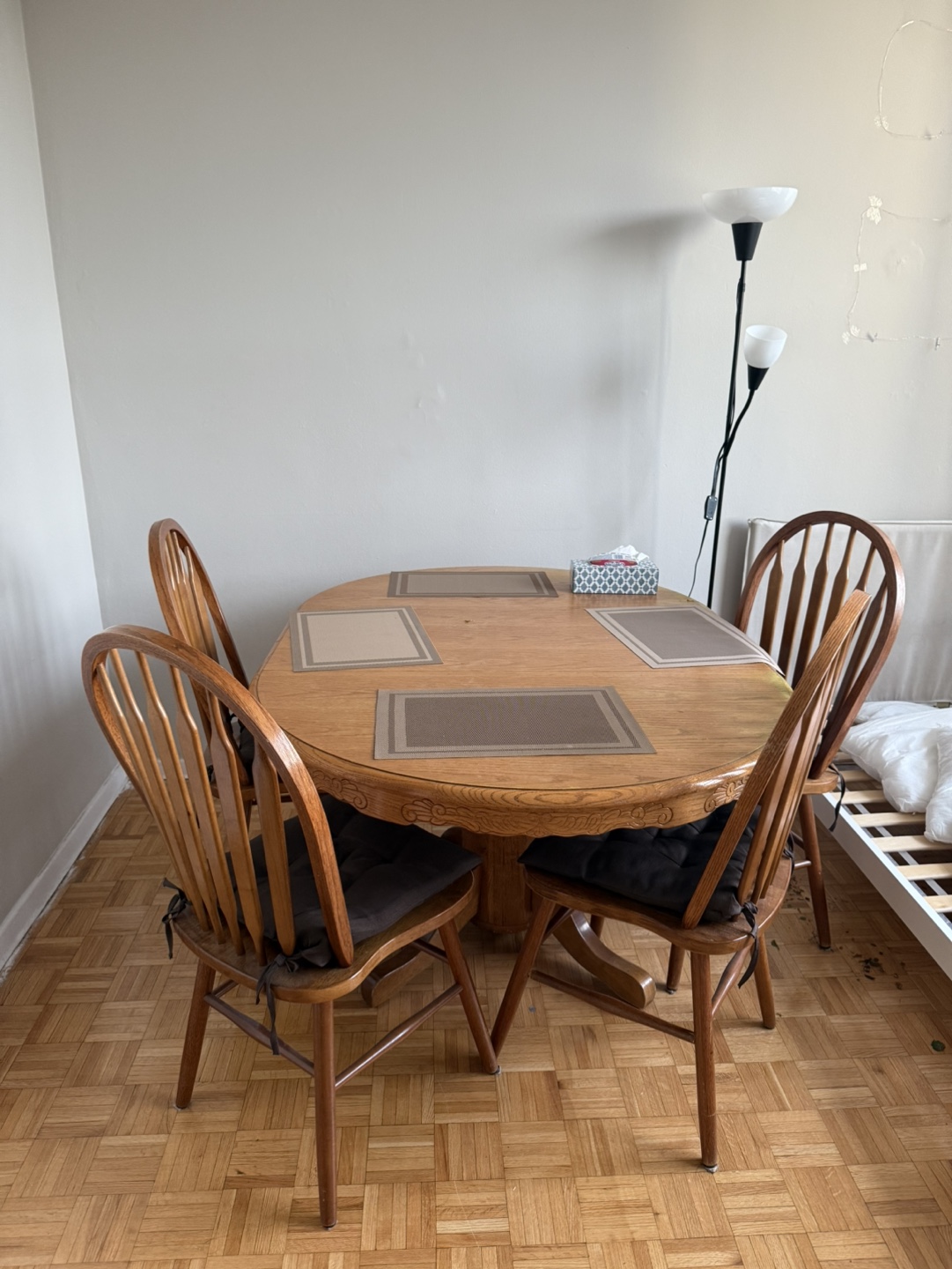 Wooden Dining Table Set with 4 Chairs