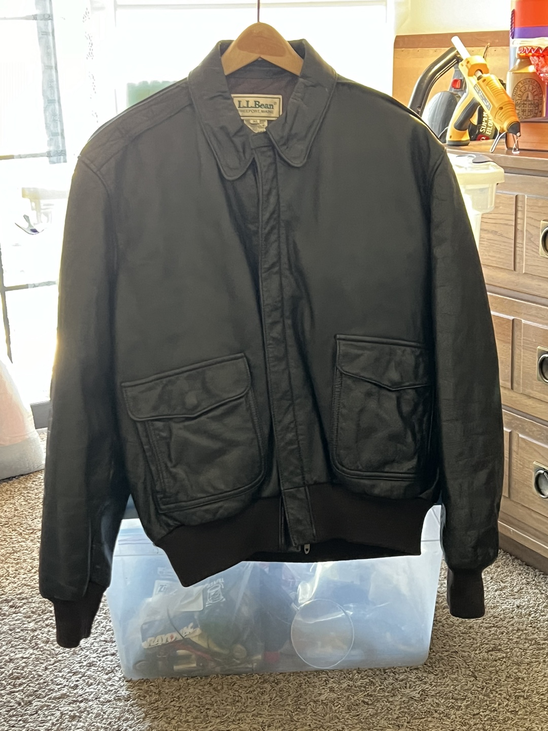 LL Bean Leather Bomber Jacket