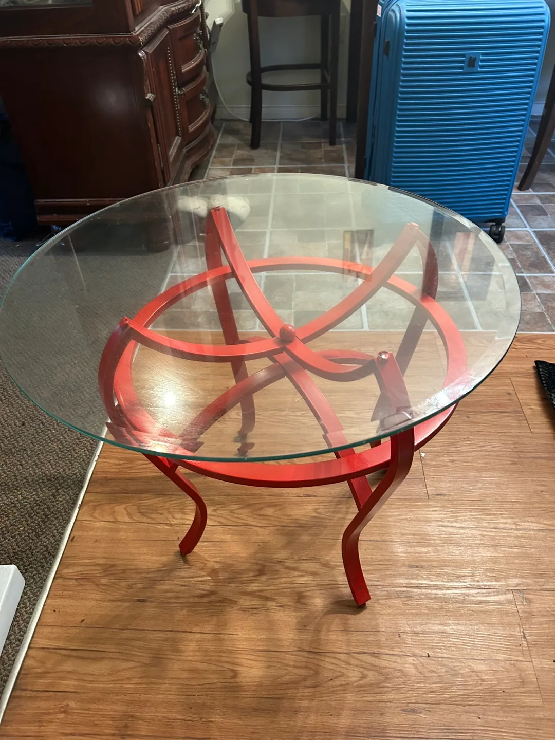 Red Glass Top Accent Table image indicator(3)