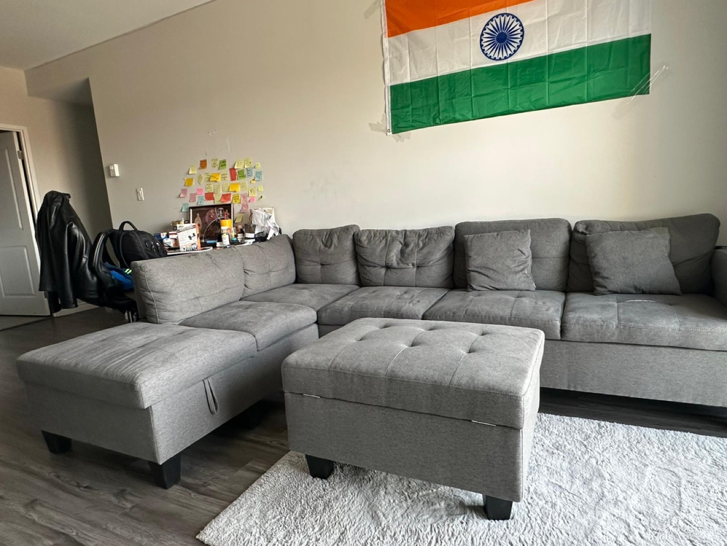 Grey Sectional Sofa with Ottoman - photo 5