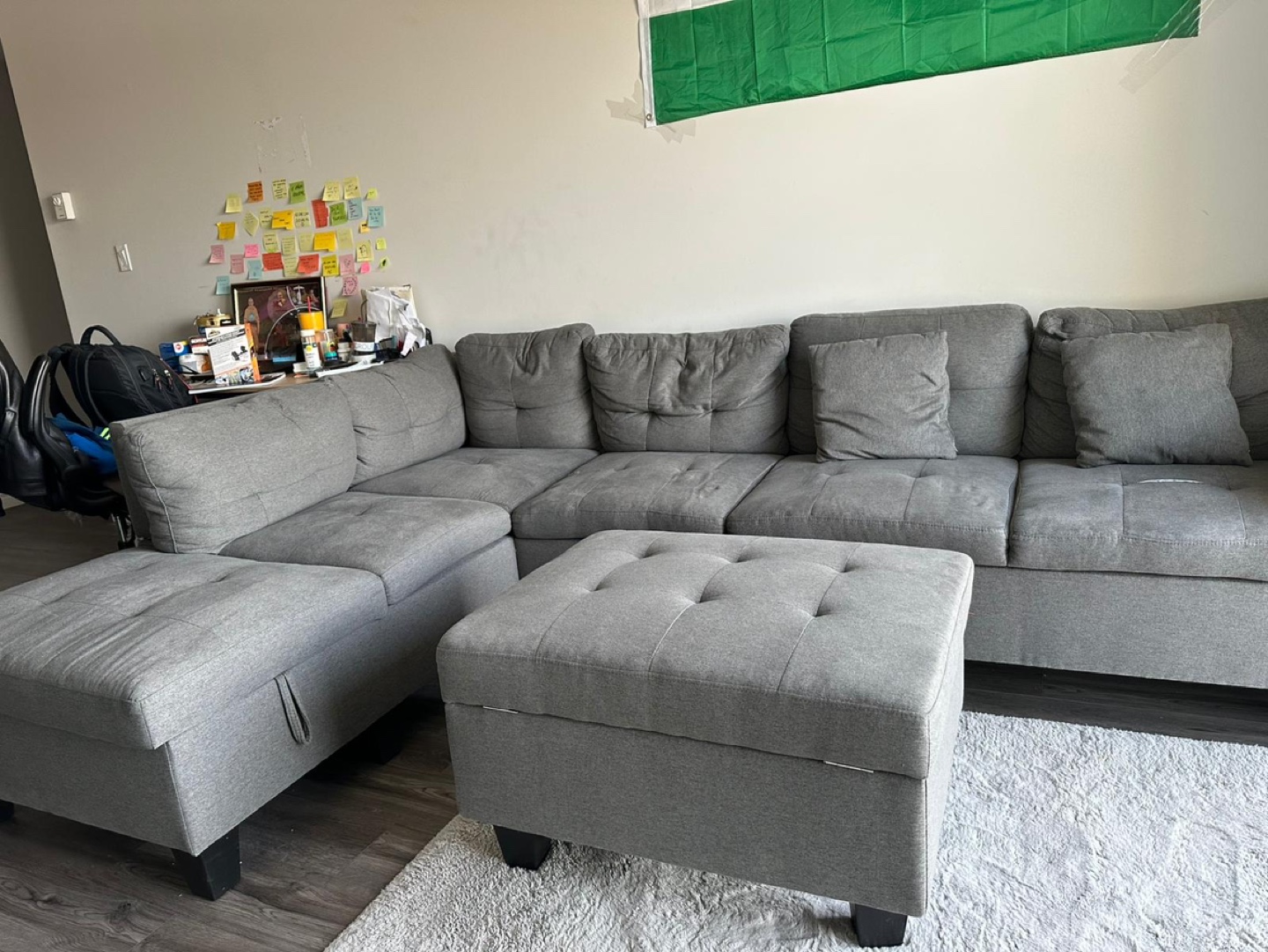 Grey Sectional Sofa with Ottoman - photo 4