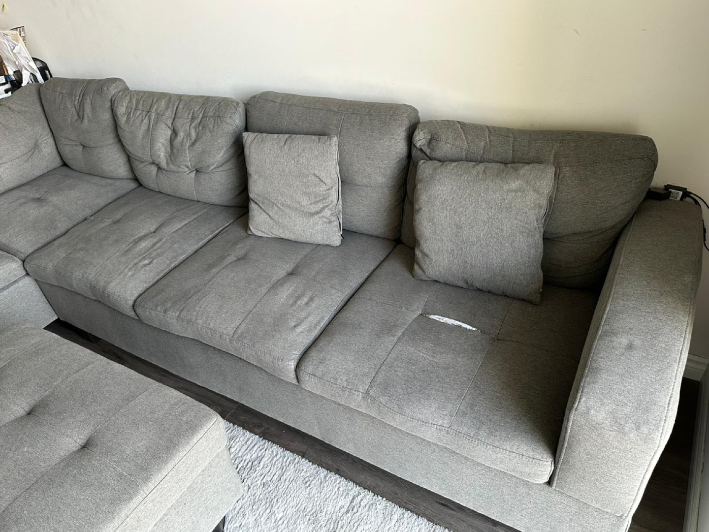 Grey Sectional Sofa with Ottoman - photo 2