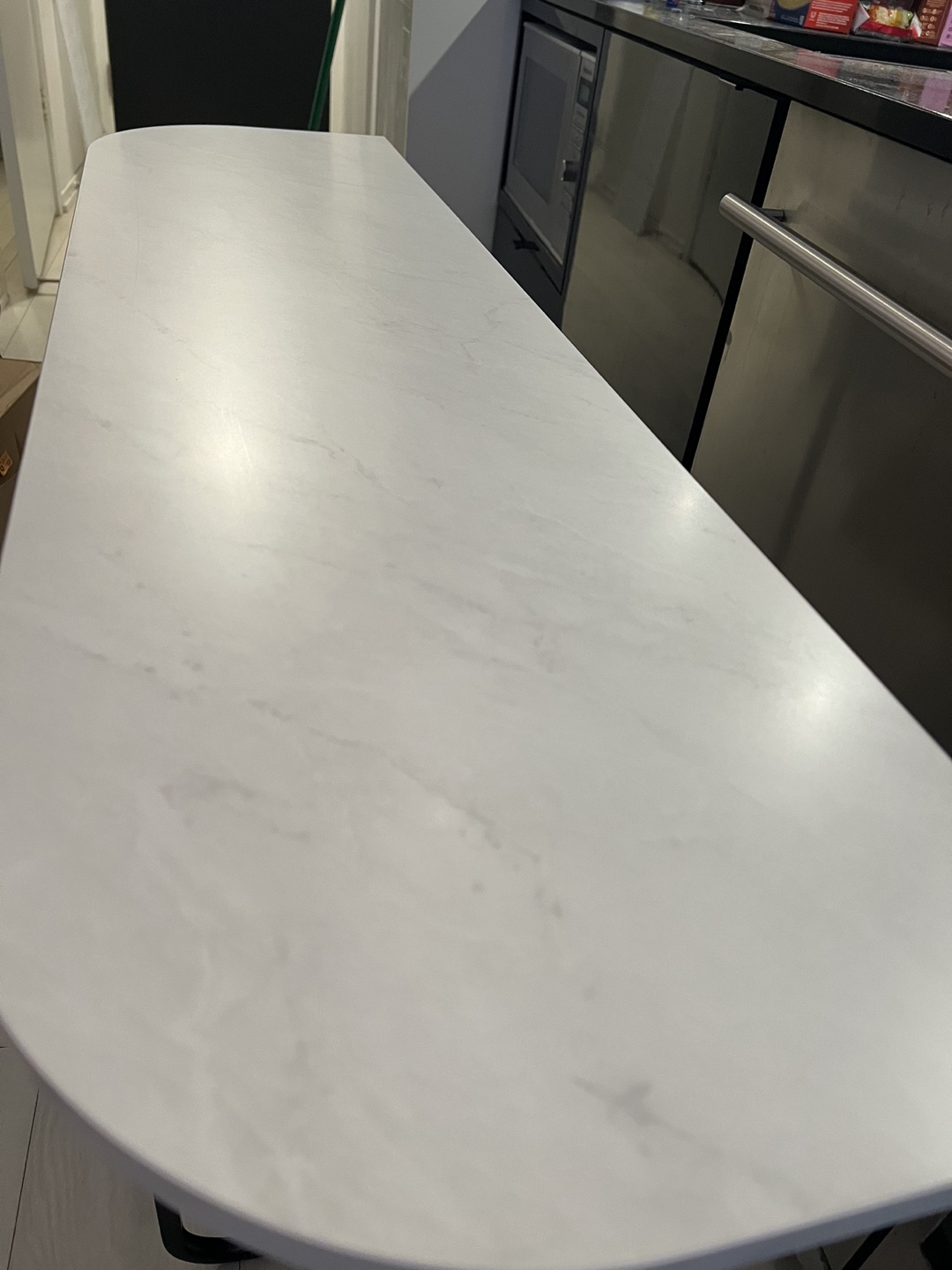 White faux-Marble Console Table with black Metal Frame - photo 3