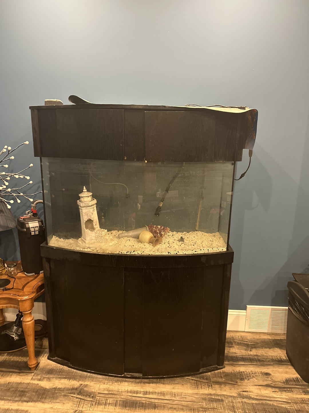 Black Curved Fish Tank with Stand