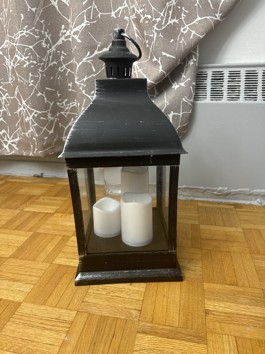 Black Metal Lantern with LED Candles