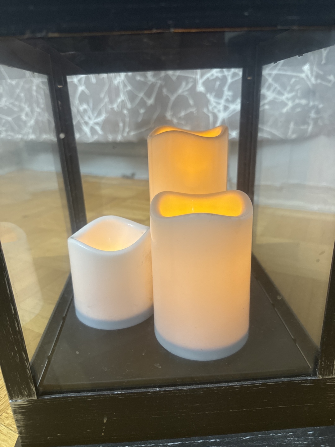 Black Metal Lantern with LED Candles - photo 3