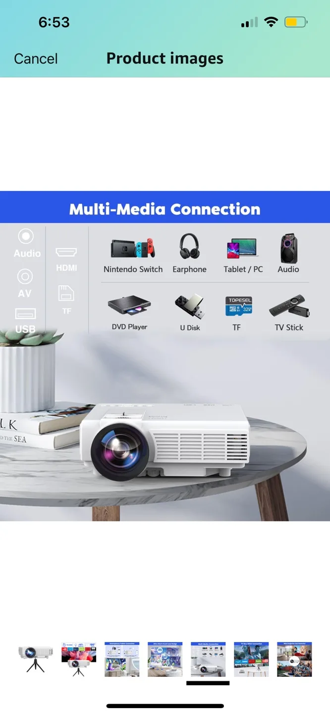 🥕Open box🥕 DRJ Upgrade 7500Lumens Mini Projector with Screen image indicator(9)