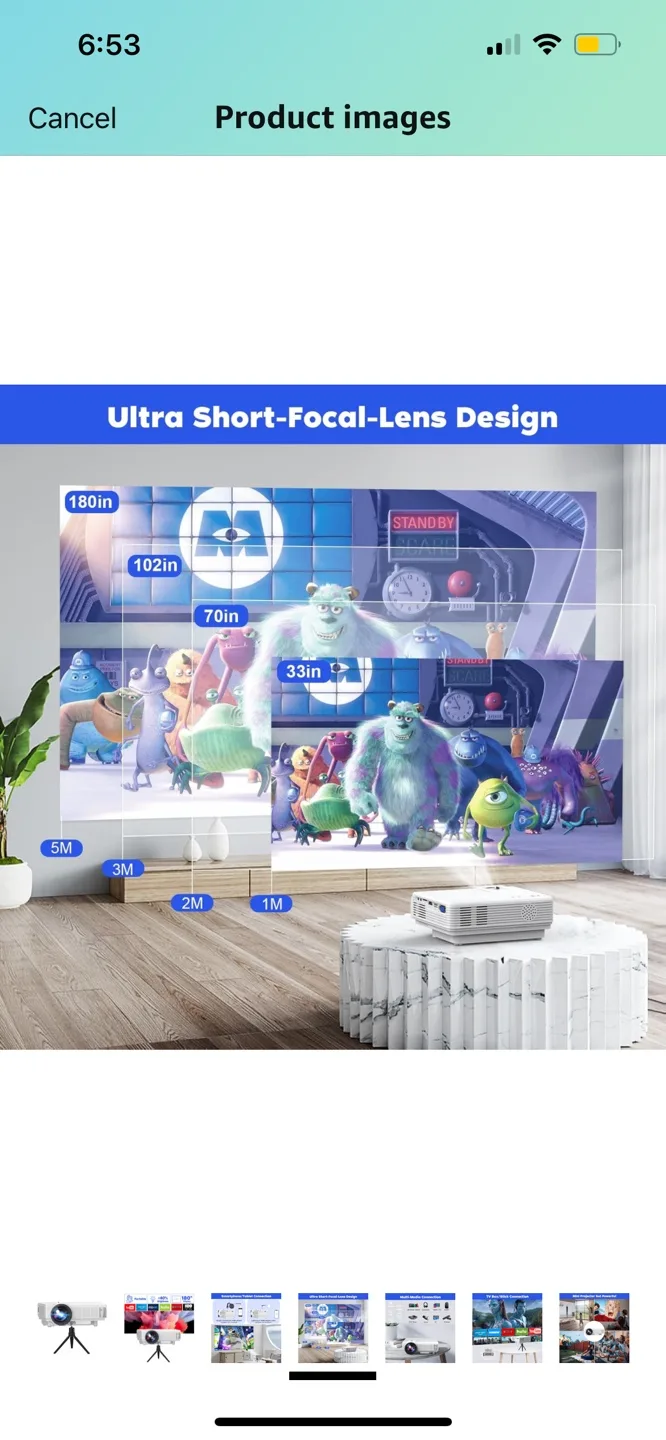 🥕Open box🥕 DRJ Upgrade 7500Lumens Mini Projector with Screen image indicator(10)