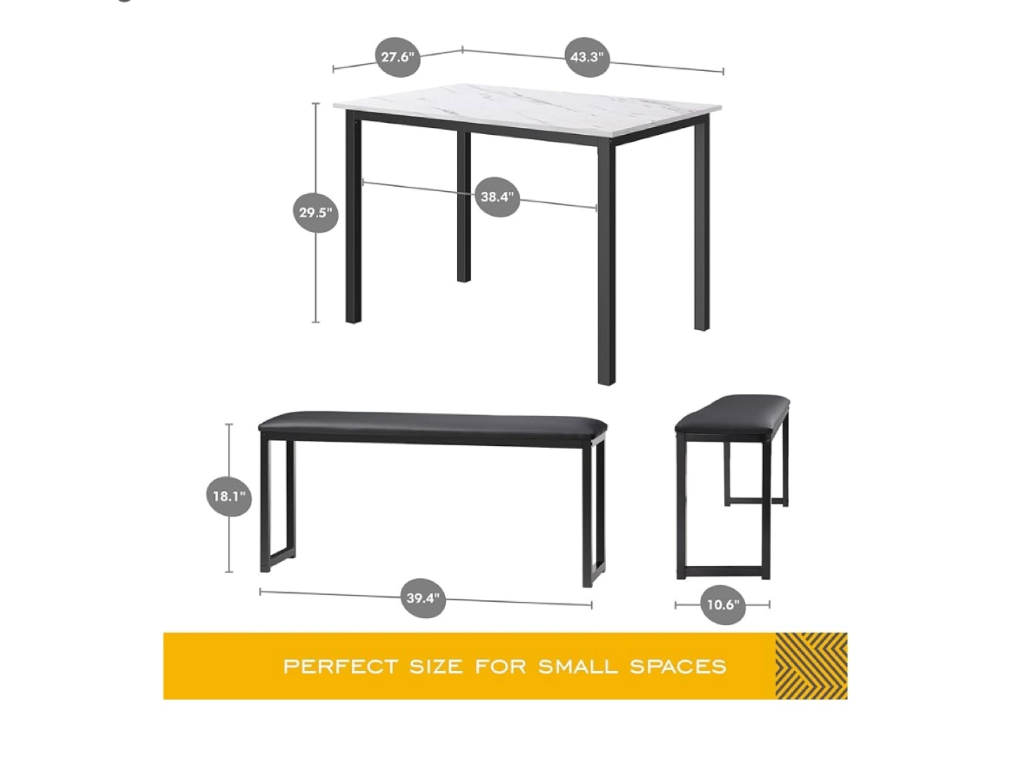 Dining Table Set with Benches - photo 4