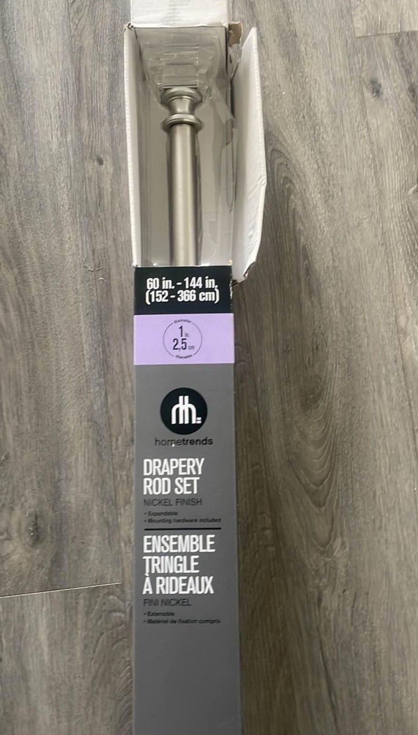 Hometrends Drapery Rod Set - Nickel Finish