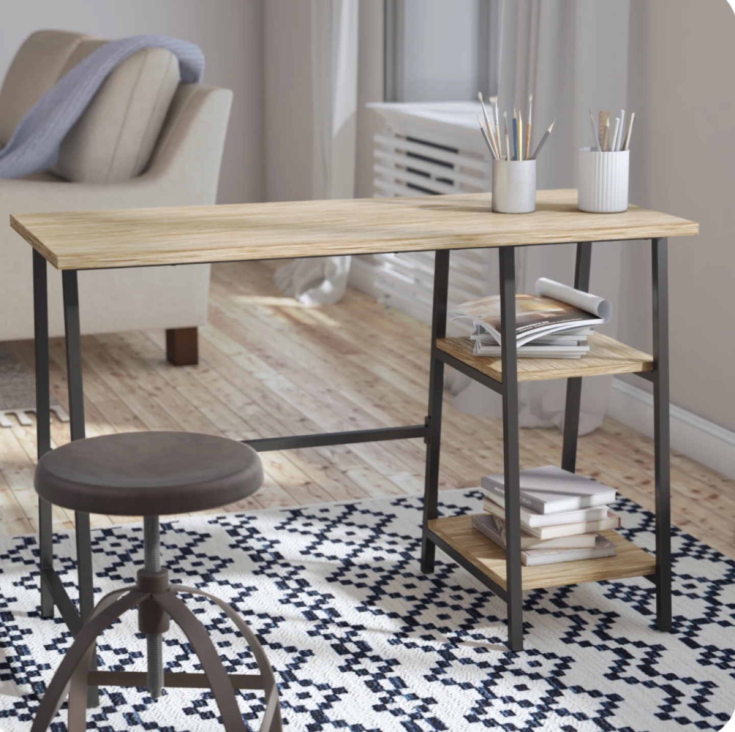 Computer desk with shelf
