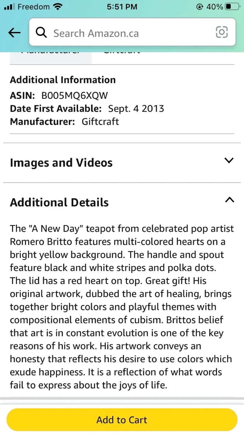 Designer Romero Britto Teapot image indicator(6)