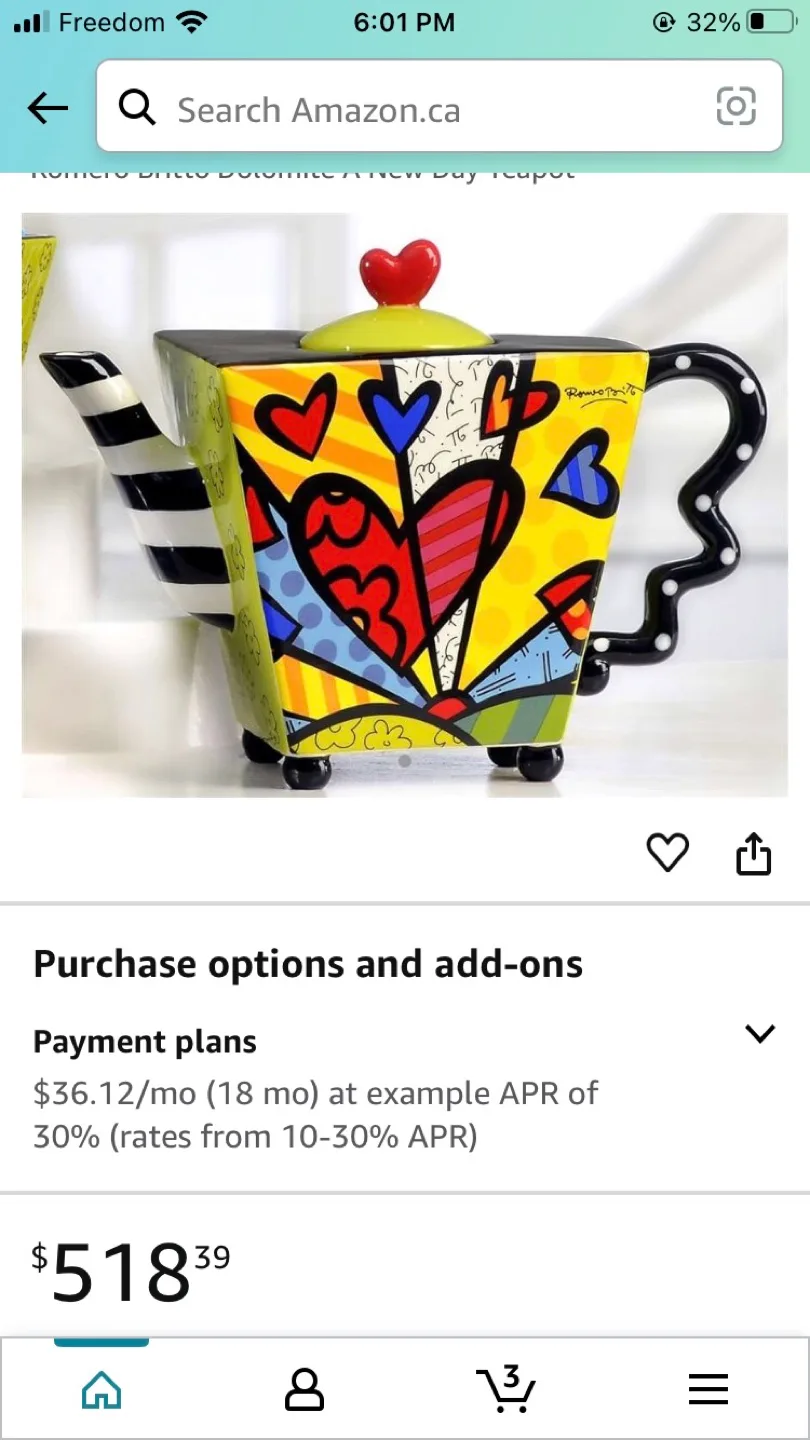 Designer Romero Britto Teapot image indicator(5)
