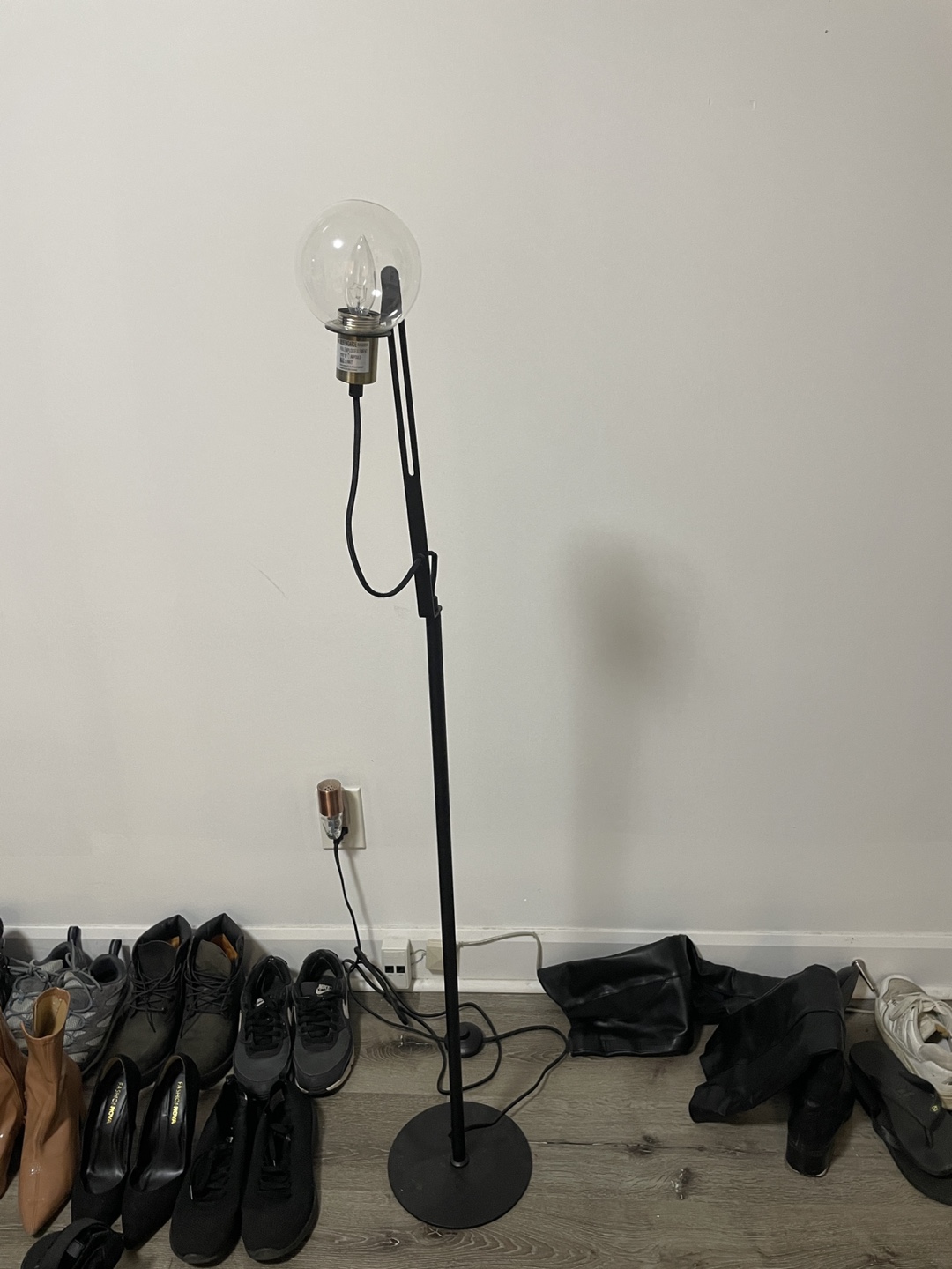 Black Floor Lamp with Globe Shape