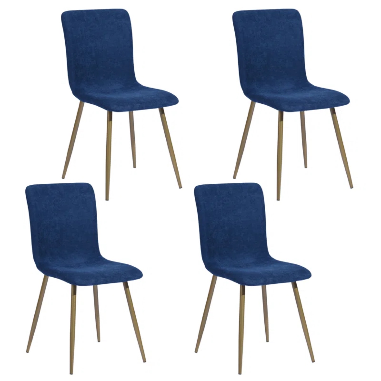 Set of 4 Blue Velvet Dining Chairs