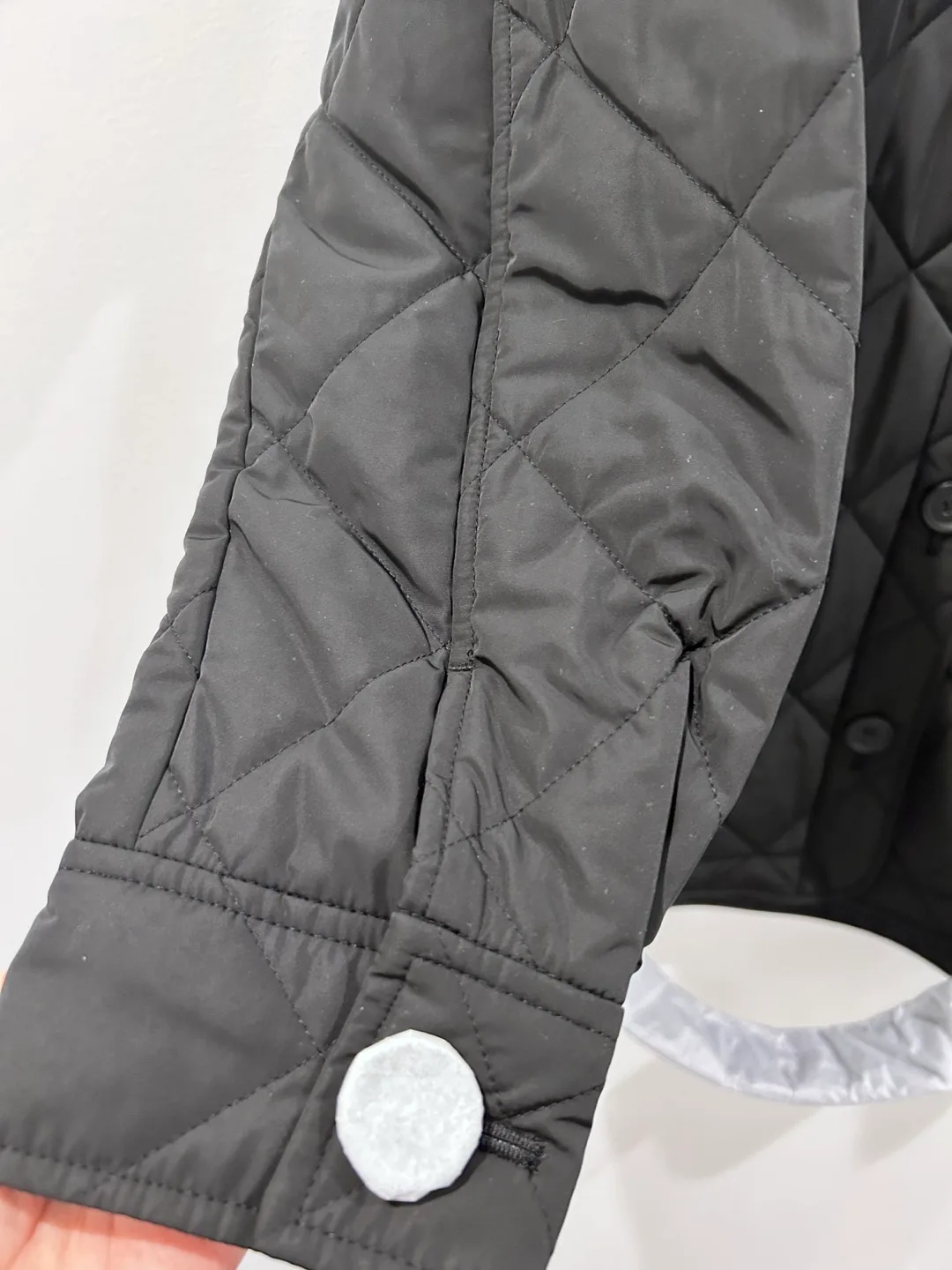 Black Quilted Jacket with Belt image indicator(5)